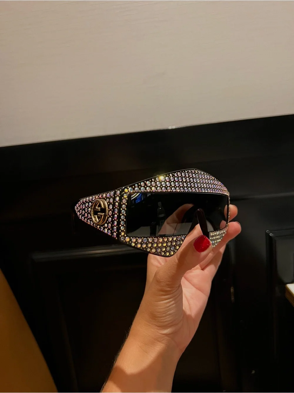 Y2K Gucci Rhinestone Shield Sunglasses